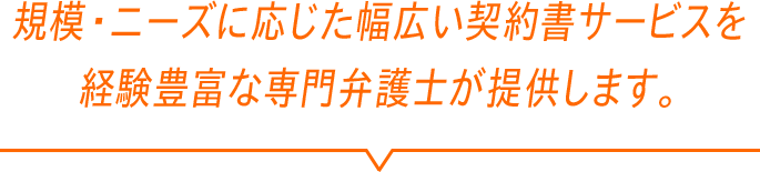 規模・ニーズに応じた幅広い契約書サービスを経験豊富な専門弁護士が提供します。